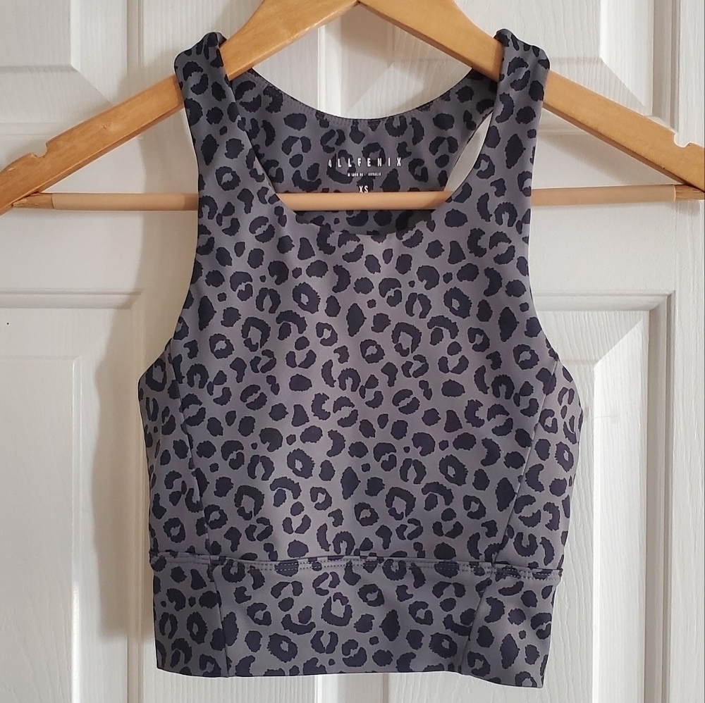 Anthropologie All Fenix Charcoal Jagger Long Bra size XS in Leopard